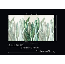 Papier peint photo avec motif de feuilles et indications de taille