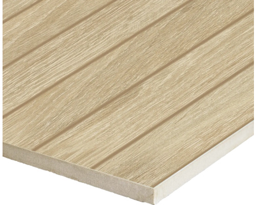 Keramikfliese in Holzoptik mit gerillter Oberfläche