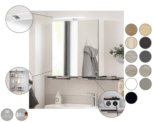 Armoire de toilette avec éclairage et prise de courant dans la salle de bain