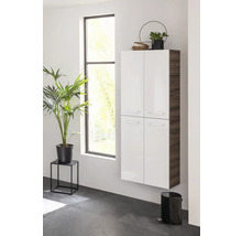 Hochschrank FACKELMANN Verona BxHxT 60 x 162 cm x 31,8 cm Frontfarbe weiß glanz Korpus Nussbaum 73162
