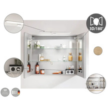 Spiegelschrank FACKELMANN B.Brillant 80 x 15,1 x 68 cm ast-eiche 2-türig LED IP 20