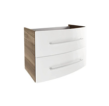 Waschtischunterschrank FACKELMANN Verona BxHxT 79,4 x 57,5 cm x 45,5 cm Frontfarbe weiß glanz Korpus Nussbaum 73101