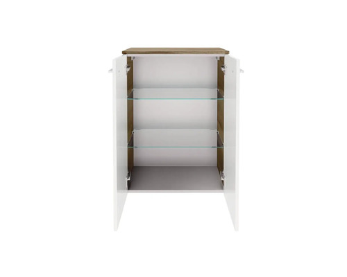 Armoire de salle de bain ouverte avec étagères en verre pour les accessoires de salle de bain