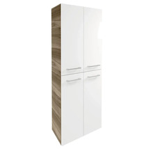 Hochschrank FACKELMANN Verona BxHxT 60 x 162 cm x 31,8 cm Frontfarbe weiß glanz Korpus Nussbaum 73162