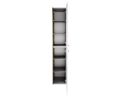 Armoire haute de salle de bain ouverte avec étagères