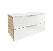 Badmöbel-Set FACKELMANN B.brillant BxHxT 100 x 55,7 x 50,1 cm Frontfarbe weiß hochglanz mit Glaswaschtisch