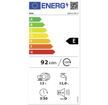 Étiquette énergétique PKM GSP12-4E FI avec des informations sur la consommation d''énergie, la consommation d''eau et les émissions sonores