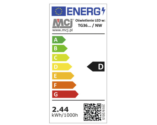 Étiquette énergétique pour éclairage LED avec classe d''efficacité énergétique D