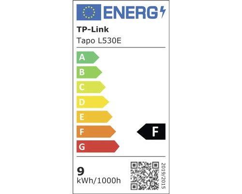 Energielabel für TP-Link Tapo L530E mit Energieeffizienzklasse F