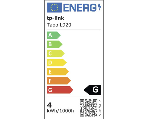 Étiquette énergétique pour la lampe Tp-Link Tapo L920 avec la classe d''efficacité énergétique G