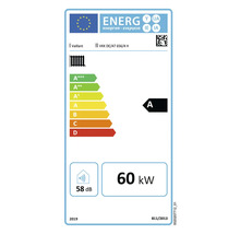 Étiquette d'efficacité énergétique A pour chauffage Vaillant avec 60 kilowatts et 58 décibels