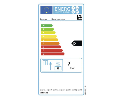 Étiquette énergétique Vaillant VGR SINE 71/4 E, classe d'efficacité énergétique D, 7 kilowatts