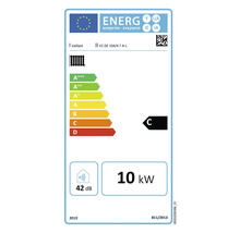 Label énergétique Vaillant avec classe d'efficacité énergétique C, 10 kilowatts et 42 décibels