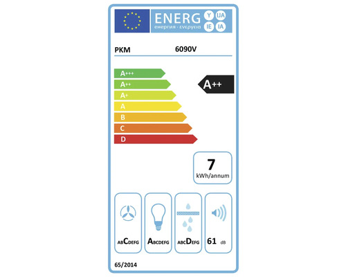 Étiquette d'efficacité énergétique A++ pour PKM 6090V
