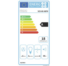 Energielabel PKM S23-60 ABPX mit Energieeffizienzklasse A und einem jährlichen Energieverbrauch von 18 Kilowattstunden, sowie einer Geräuschemission von 68 Dezibel