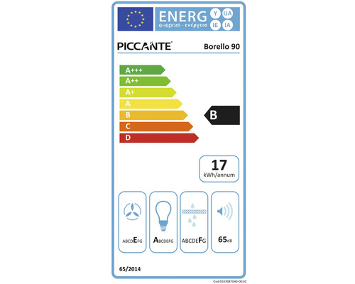 Piccante Borello 90 Energieetikett mit Energieeffizienzklasse B