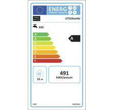 Étiquette énergétique pour robinet avec classe d''efficacité énergétique A, 491 kWh par an et 16 décibels