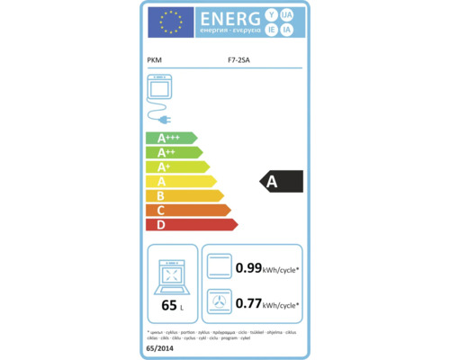 Étiquette énergétique PKM F7-2SA avec classe d'efficacité énergétique A