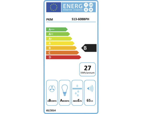 Étiquette énergétique PKM S13-60BBPH avec classe d'efficacité énergétique B