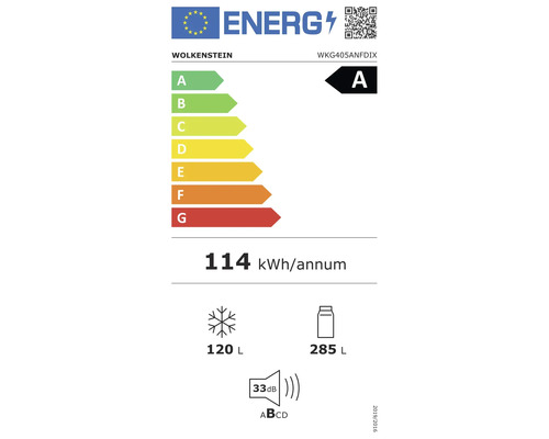 Energielabel für Wolkenstein Kühlschrank mit der Energieeffizienzklasse A