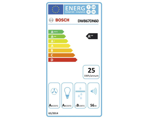 Étiquette d'efficacité énergétique Bosch DWB67DN60
