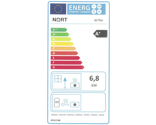 Étiquette énergétique pour Nort Nitra avec classe d'efficacité énergétique A+ et 6,8 kilowatts