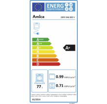 Amica Energielabel mit Energieeffizienzklasse A+, Energieverbrauch und Fassungsvermögen