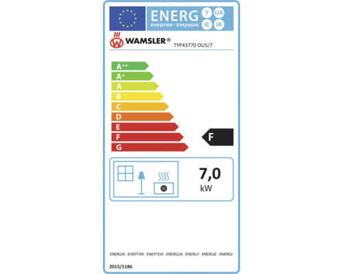Energieeffizienzlabel Wamsler, Typ 43770 OU5/7, 7,0 Kilowatt, Energieeffizienzklasse F