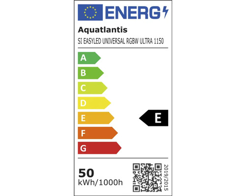 Aquatlantis Energielabel für SI EASYLED UNIVERSAL RGBW ULTRA 1150 mit der Energieeffizienzklasse E