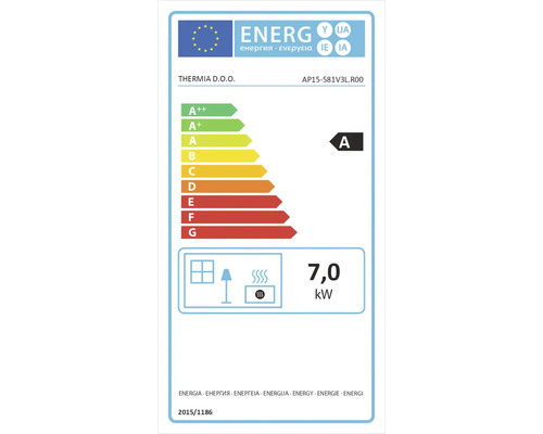 Energielabel mit der Effizienzklasse A und einer Leistung von 7,0 Kilowatt