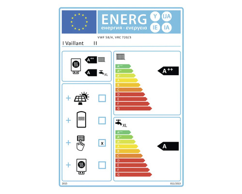 Étiquette énergétique pour Vaillant VWF 58/4, VRC 720/3