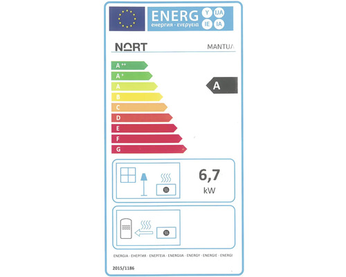 Étiquette énergétique pour Nort Mantua avec classe d'efficacité énergétique A et 6,7 kilowatts