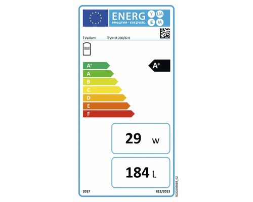 Vaillant Warmwasserspeicher Energielabel A+, 184 Liter Fassungsvermögen
