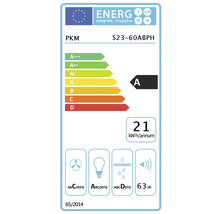 PKM S23-60ABPH Energielabel mit Energieeffizienzklasse A, jährlichem Energieverbrauch von 21 Kilowattstunden pro Jahr und einem Geräuschpegel von 63 Dezibel