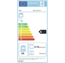 Étiquette énergétique pour le four PKM BIC3 I-GK-IX-2 avec classe d'efficacité énergétique A, consommation d'énergie de 0,76 kilowattheure par cycle et un volume de 59 litres