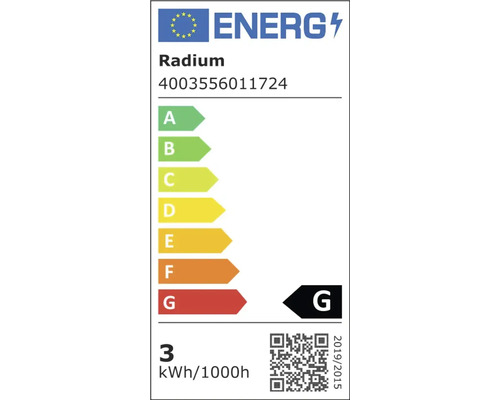 Étiquette énergétique de Radium avec la classe d'efficacité énergétique G