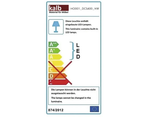 Energieetikett für Kalb Material für Möbel Leuchten mit fest eingebauten nicht austauschbaren LED Lampen der Klassen A plus plus bis A.