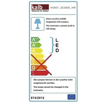 Étiquette énergétique Kalb pour luminaires avec lampes LED intégrées de classes A plus plus à A. Lampes non remplaçables.