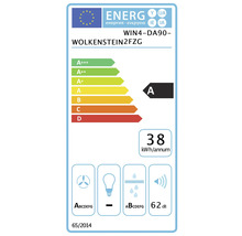 Étiquette énergétique Wolkenstein WIN4-DA90-WOLKENSTEIN2FZG avec classe d'efficacité énergétique A, 38 kilowattheures par an, 62 décibels