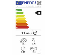Amica DIM68B9EBODZIT XXL: Klasse B, 66 Kilowattstunden pro 100 Zyklen, 16 Maßgedecke, 9,3 Liter Wasser, 3 Stunden 35 Minuten, 42 Dezibel.