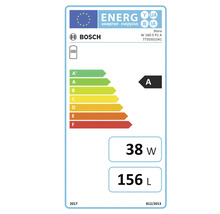 Étiquette-énergie UE pour Bosch Stora W 160-5 P1 A, classe d'efficacité énergétique A, perte thermique 38 Watts, volume 156 litres.