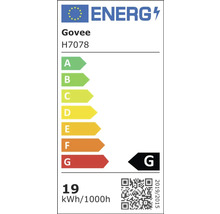 EU Energielabel für Govee H7078 mit Energieeffizienzklasse G und einem Verbrauch von 19 Kilowattstunden pro 1000 Stunden.