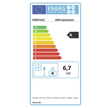 Étiquette énergétique pour le poêle FIREPLACE JAVA Speckstein avec classe d'efficacité énergétique A et puissance thermique de 6,7 kilowatts.