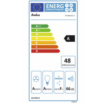 Amica Logo, Energieetikett für Modell FH 694 621 S mit Energieeffizienzklasse A und einem Energieverbrauch von 48 Kilowattstunden pro Jahr.