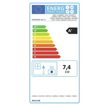 EU-Energielabel für Panadero Kaminöfen mit Energieeffizienzklasse A plus und einer Wärmeleistung von 7,4 Kilowatt.