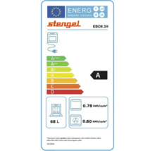 Étiquette énergie UE pour four Stengel EBO9.3H, classe A, volume 68 litres, consommation 0,78 kilowatt-heure par cycle.