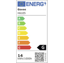 Label énergétique européen Govee H61E5 classe d efficacité énergétique G avec 14 kilowattheures pour 1000 heures.