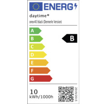 Étiquette énergétique UE pour daytime onex40 black Dennerle Version, classe d'efficacité énergétique B, consommation 10 kilowattheures par 1000 heures.