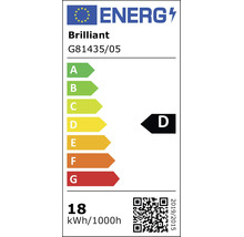 Label énergétique européen pour Brilliant G81435/05, classe d'efficacité énergétique D, consommation 18 kWh pour 1000 heures.
