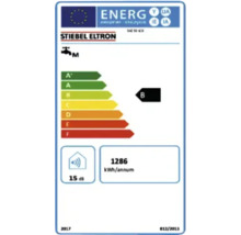 Étiquette énergie UE pour chauffe-eau Stiebel Eltron, classe d'efficacité énergétique B, 1286 kWh par an et 15 dB.